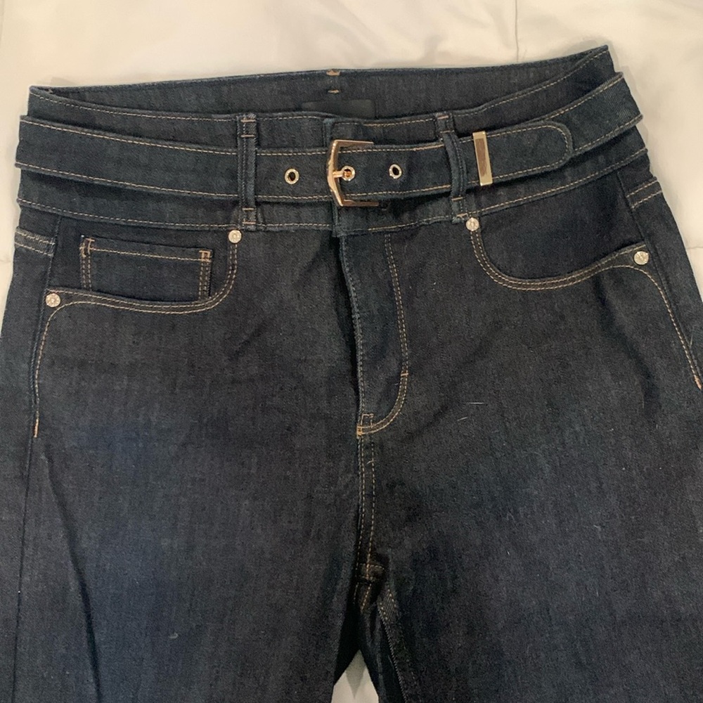 Whitehouseblackmarket jeans extra high rise skinny flare dark denim size 6 long